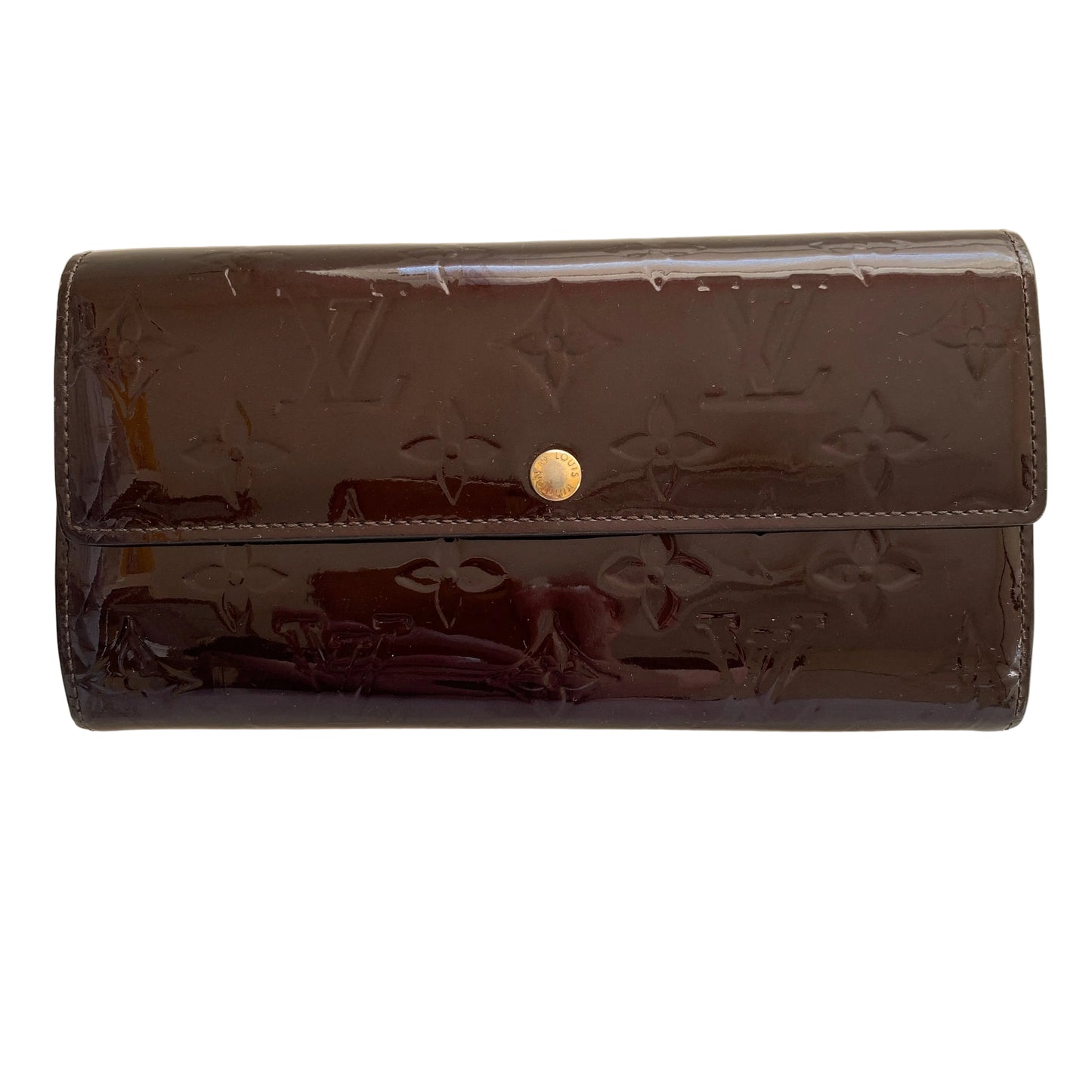 Louis Vuitton monogram vernis amarante patent leather women’s long wallet authe