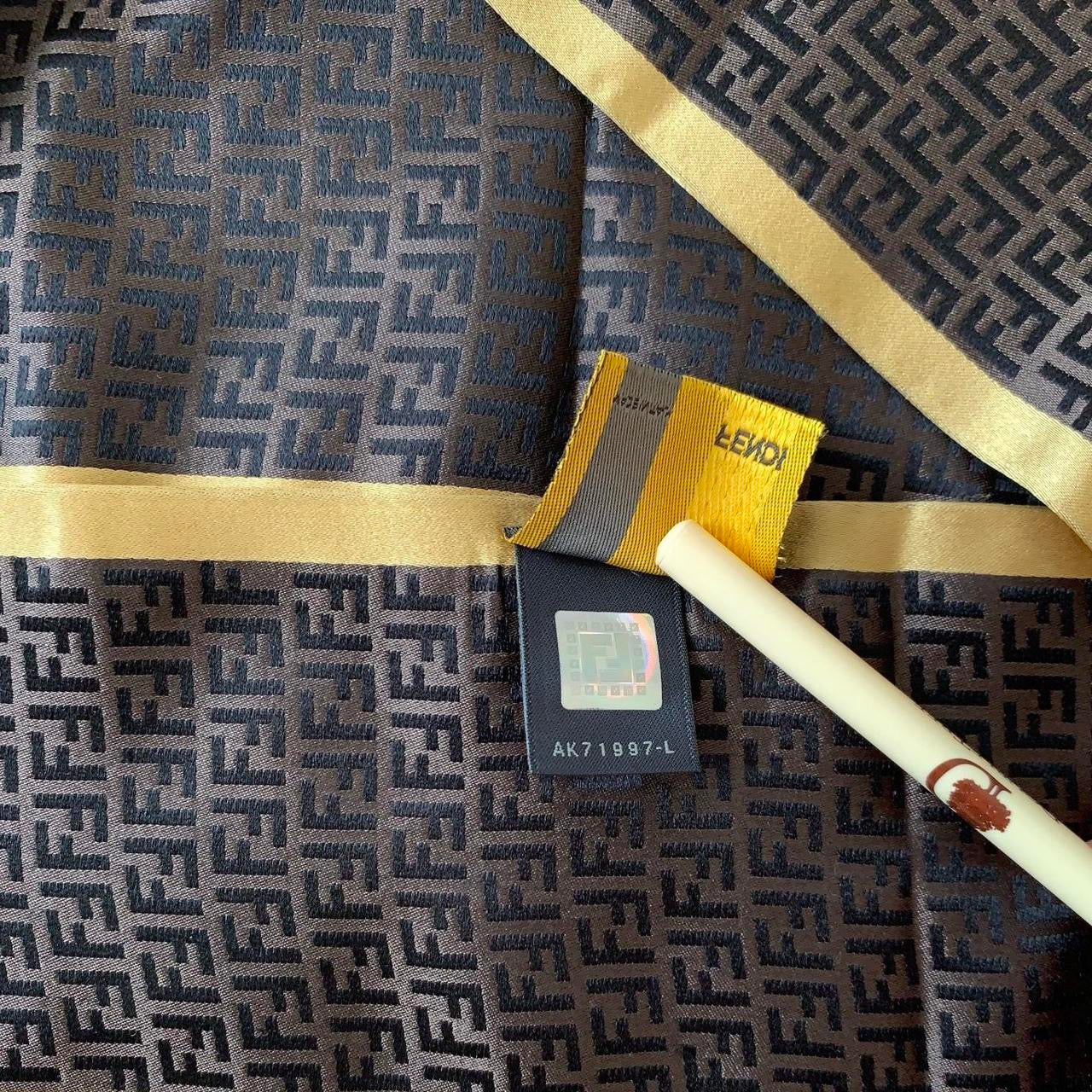 Authentic Fendi FF monogram women’s long silk scarf