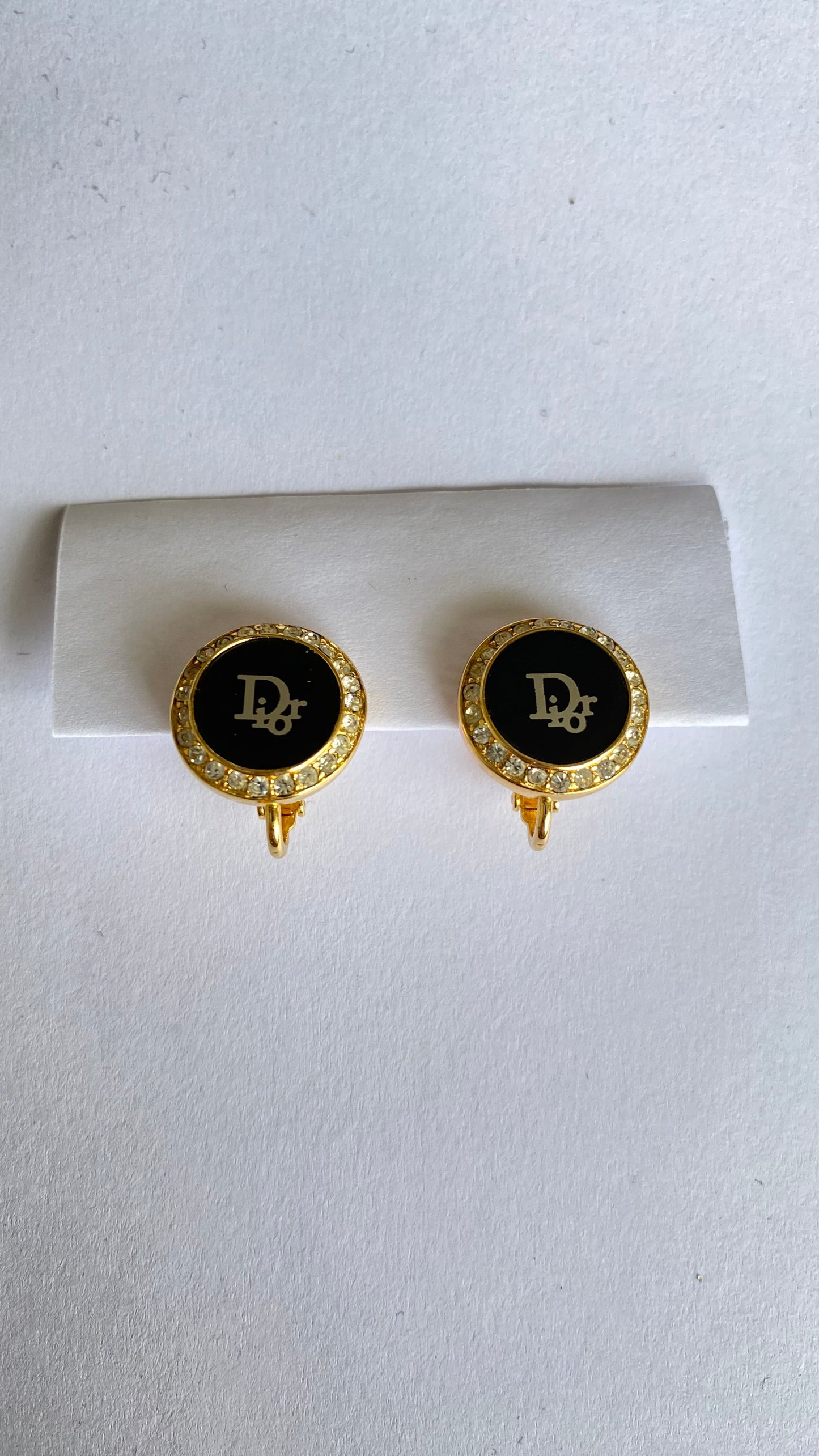 Dior round logo clip-on gold plated earrings