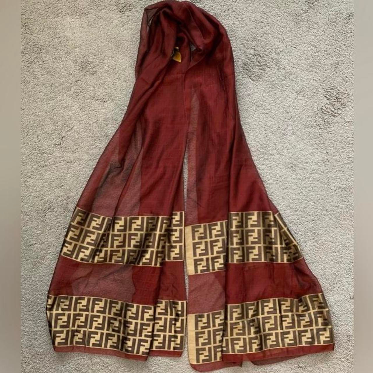 Authentic Fendi FF monogram silk scarf large and long