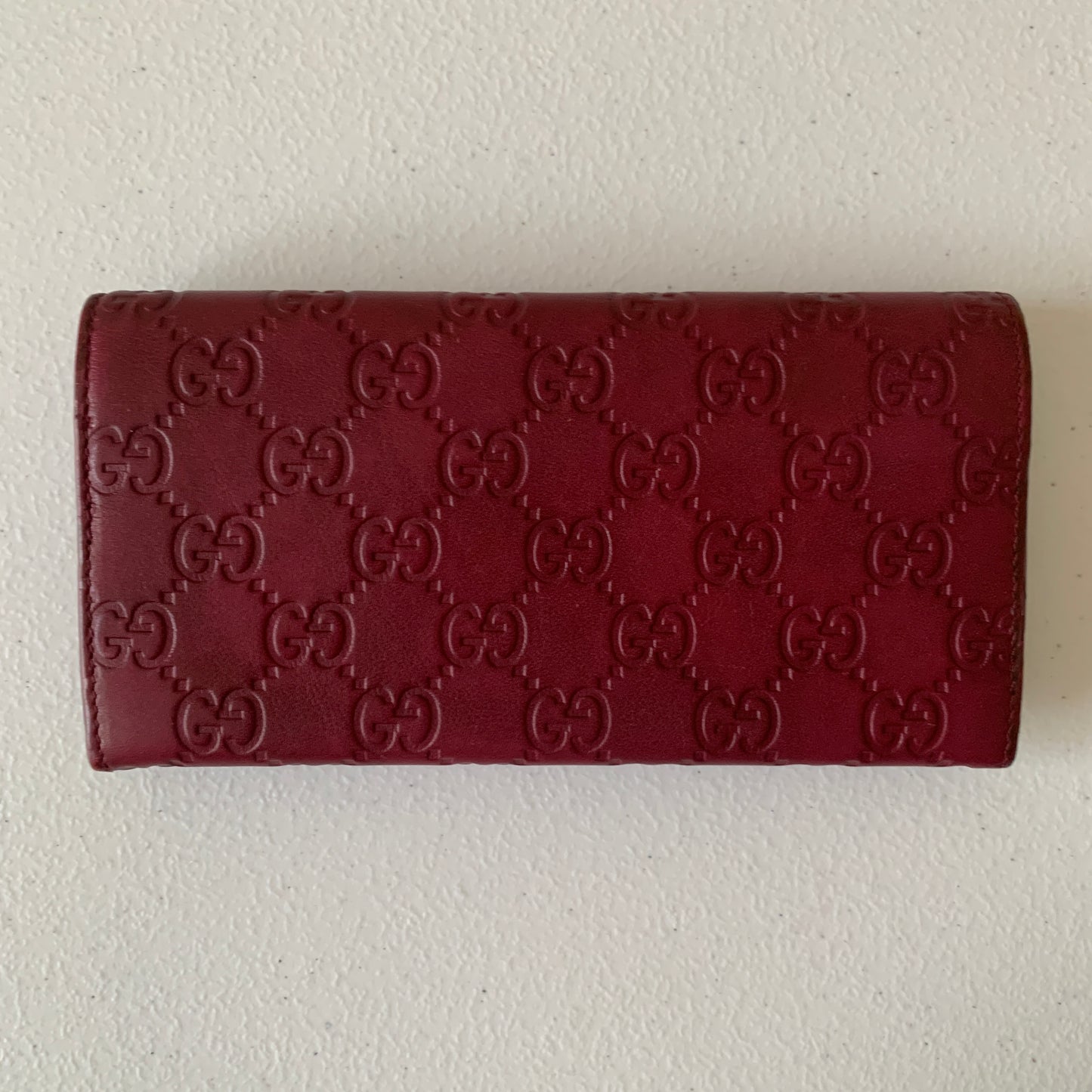 Gucci GG signature burgundy leather Long Wallet Authentic with COA