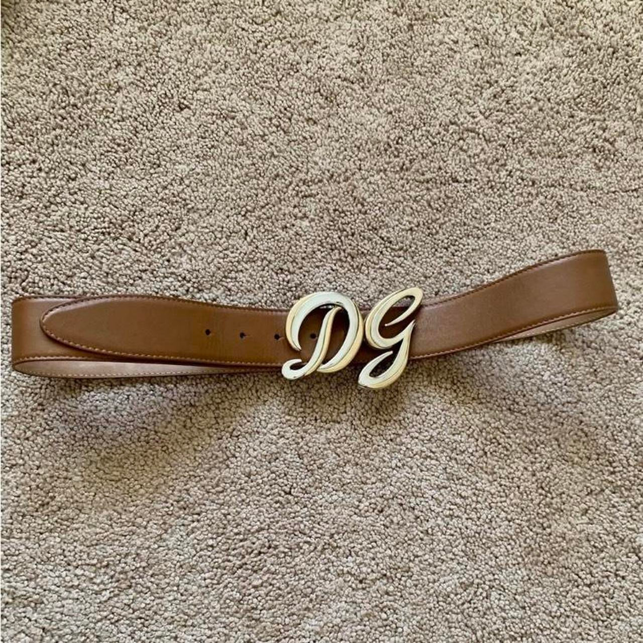 Authentic Dolce & Gabbana first line unisex brown leather belt with silver and gold toned buckle 95 cm/38 inch