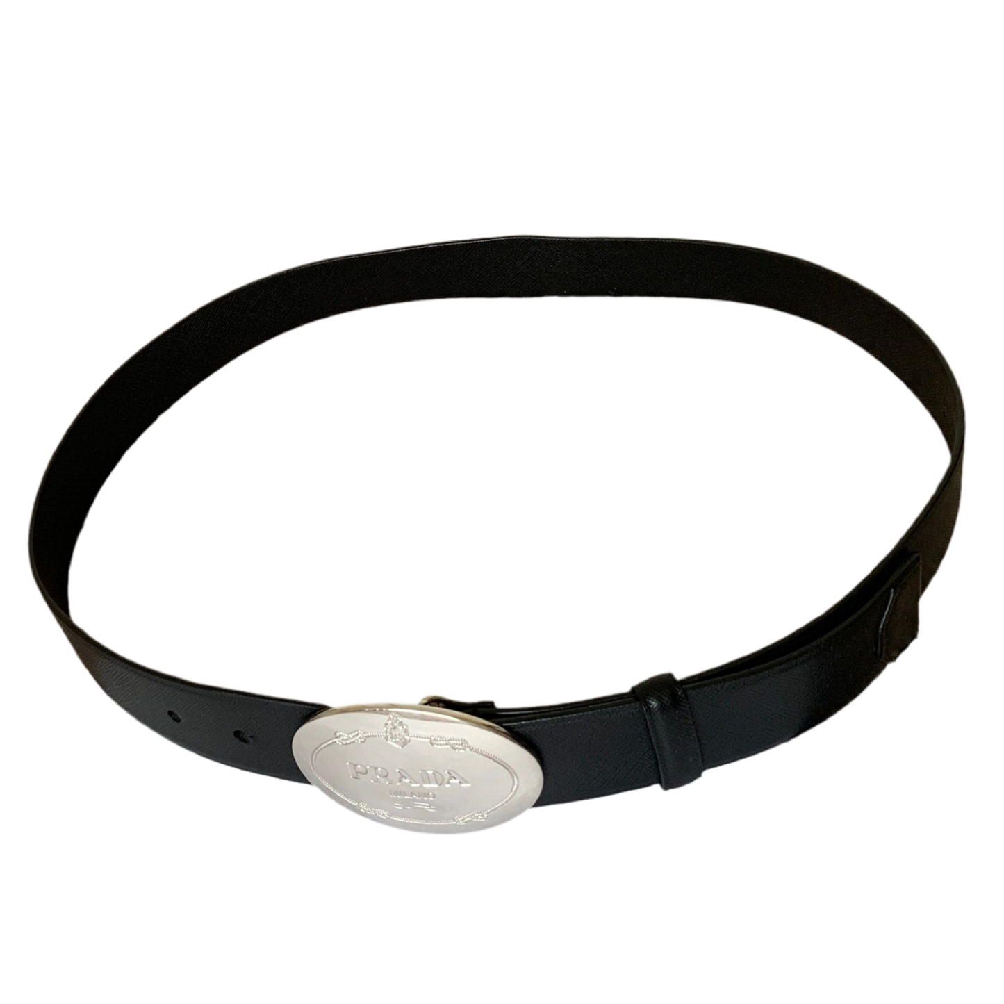 P1007 Prada unisex saffiano black leather belt size 85 cm 34 inch