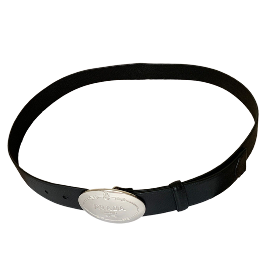P1007 Prada unisex saffiano black leather belt size 85 cm 34 inch