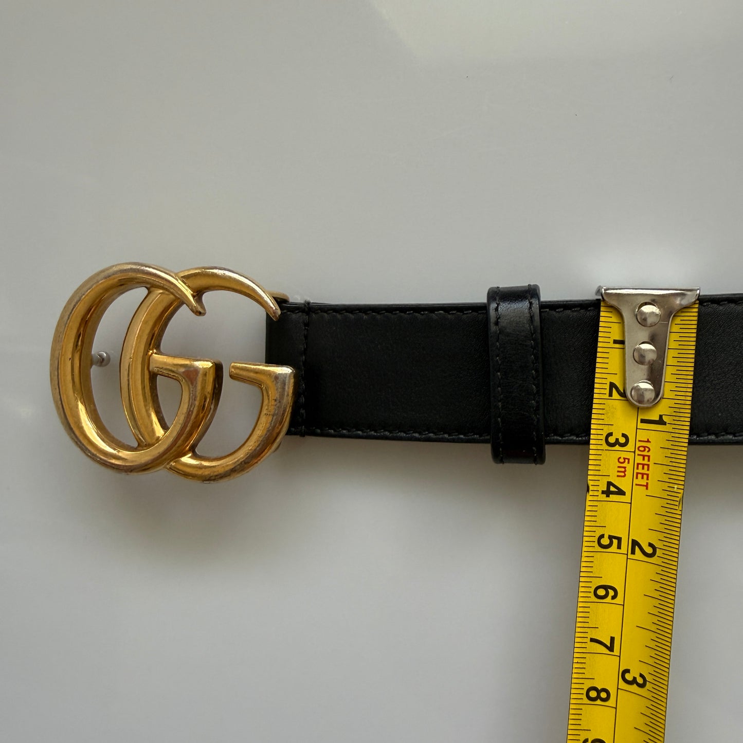 Gucci GG black leather belt unisex authentic with COA 85 cm 34”