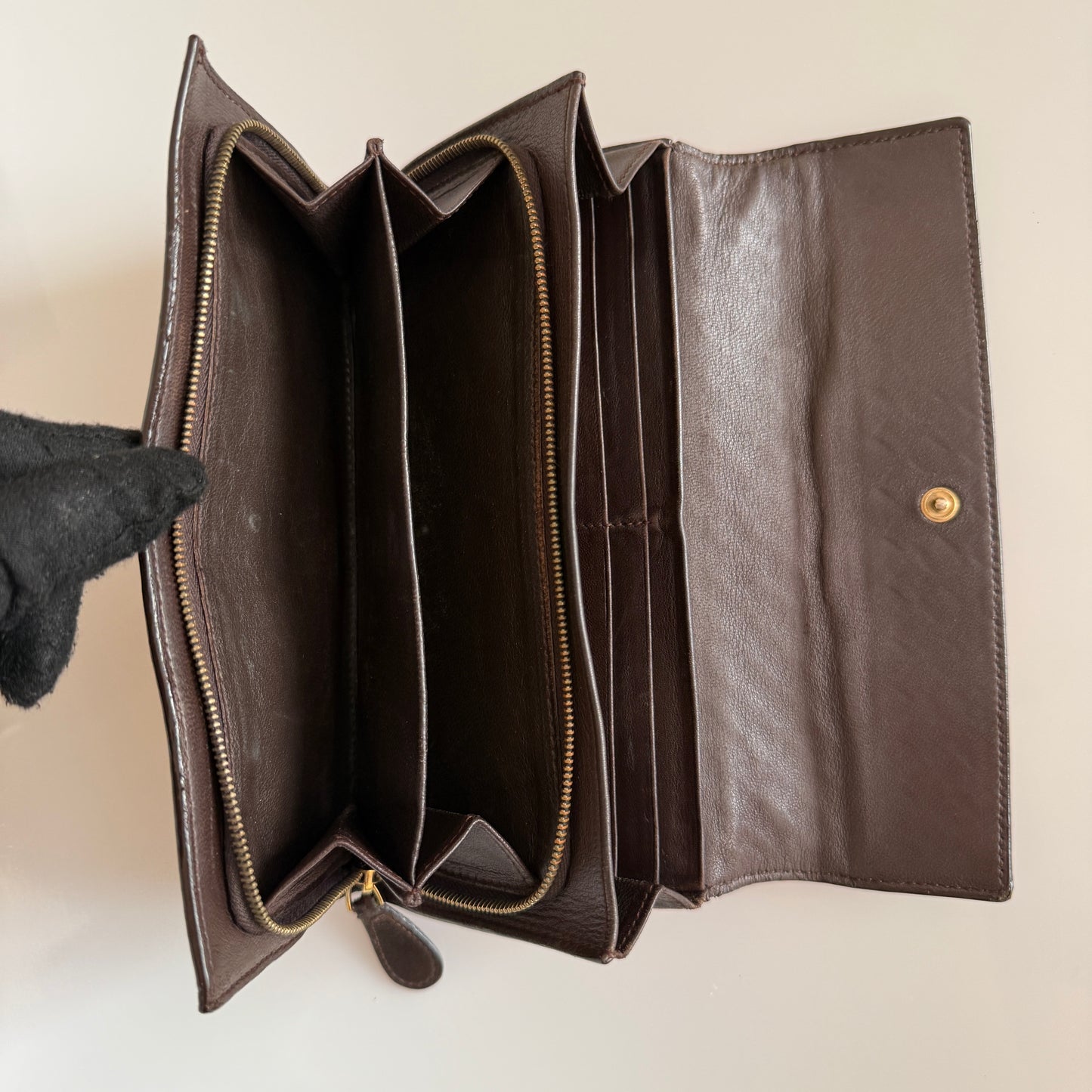 Bottega Veneta intrecciato brown leather long wallet authentic with COA