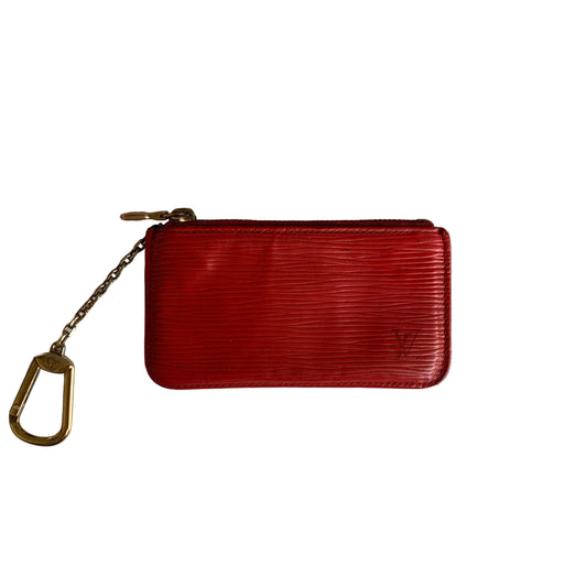 Louis Vuitton red leather key pouch CA0926 authentic with COA