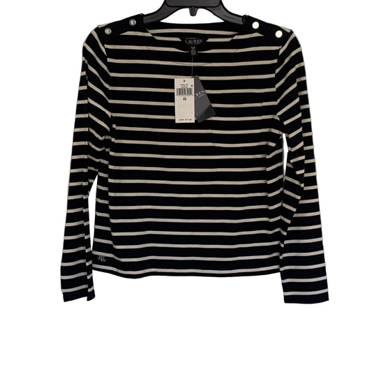 Lauren Ralph Lauren Women’s NWT Navy blue Cream striped 3/4 sleeve shirt XS & S