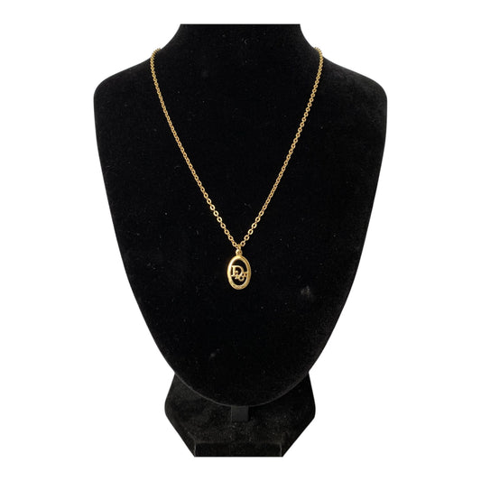 Dior CD logo pendant gold plated adjustable necklace Authentic with coa