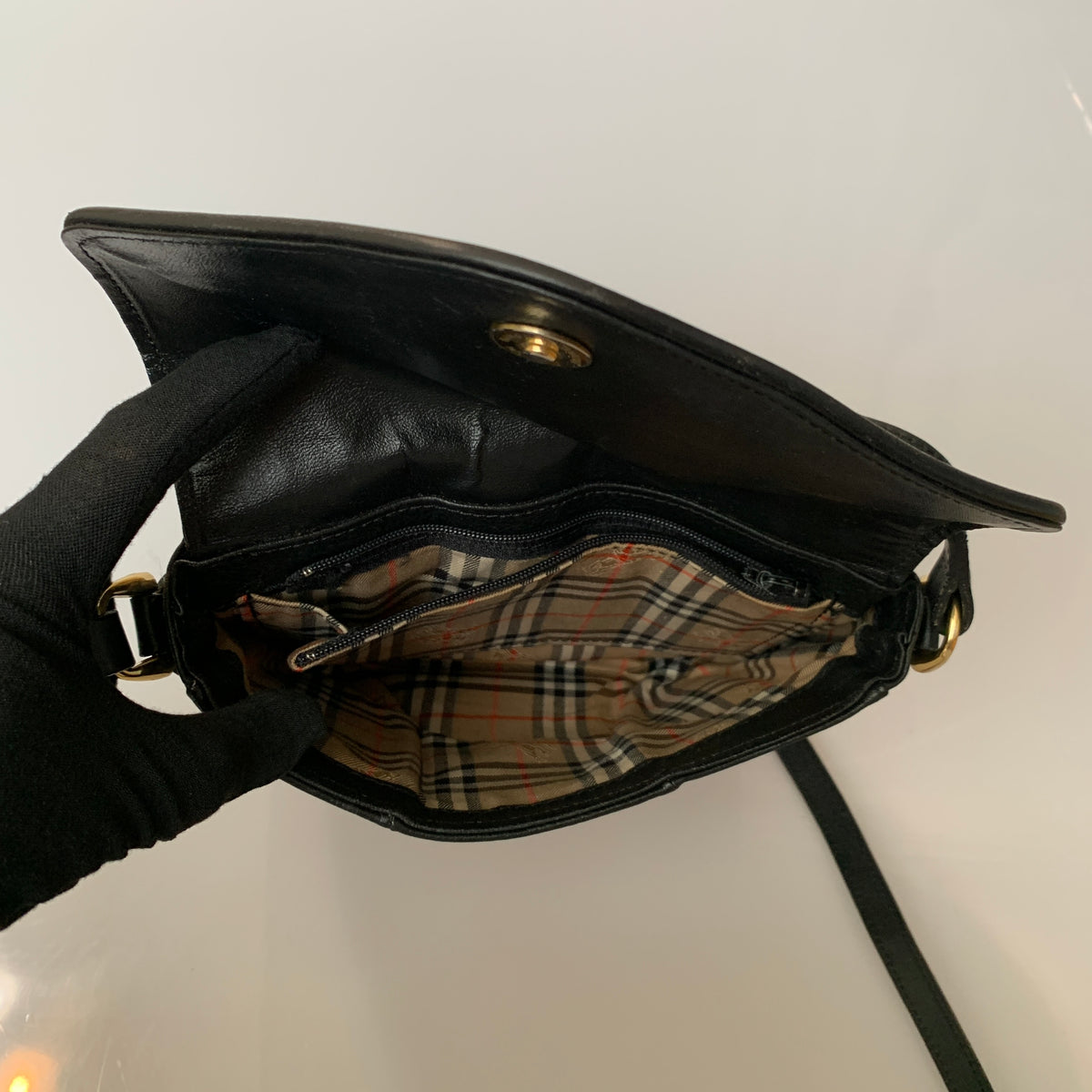 Burberry black leather crossbody bag Authentic with COA 8.7x7.8x2