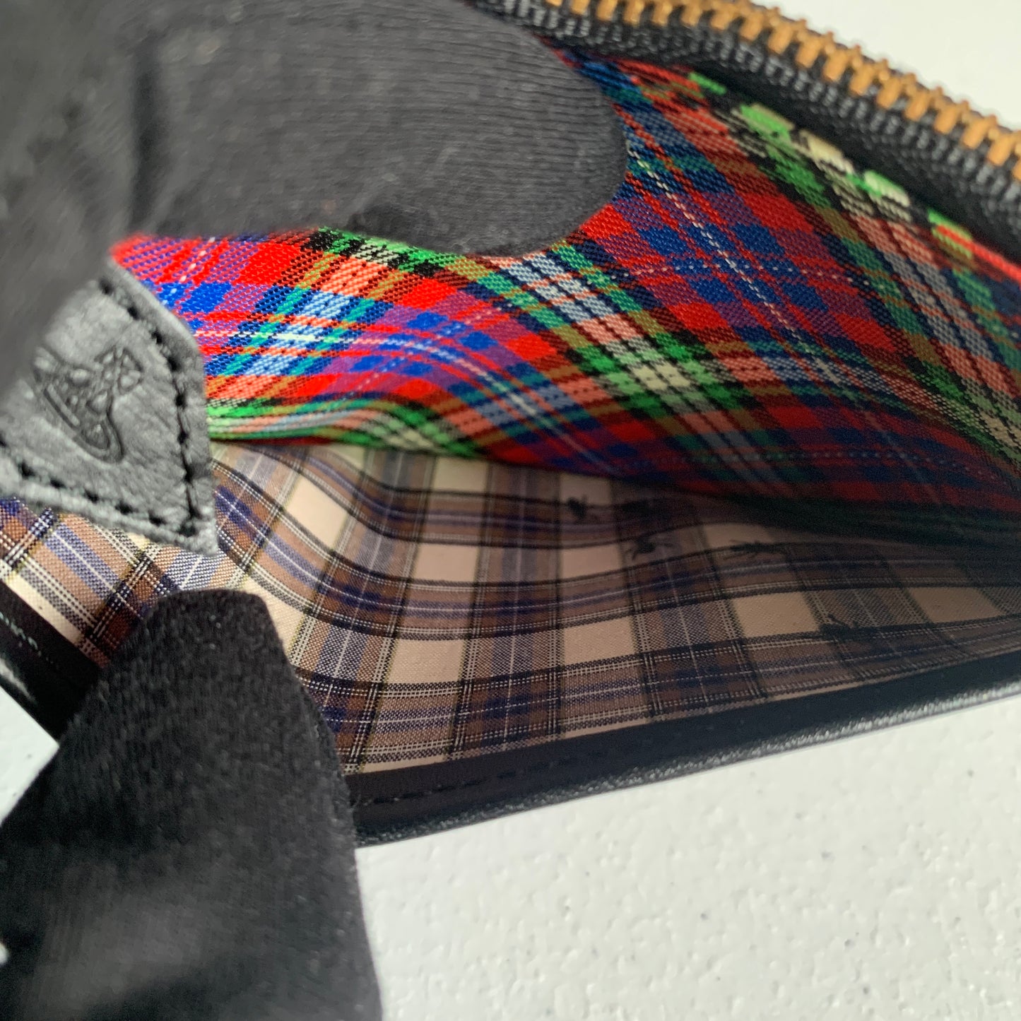 Vivienne Westwood zippy check pouch authentic with COA