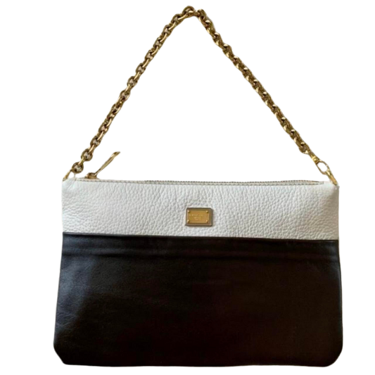 Authentic Dolce & Gabbana two color leather clutch bag