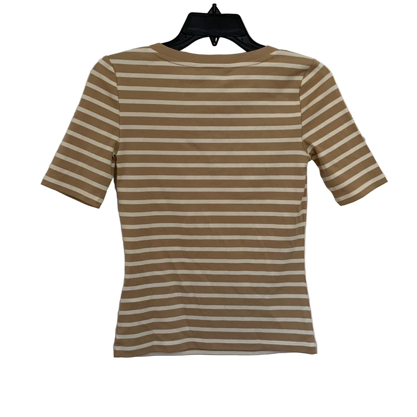Lauren Ralph Lauren Women’s NWT birch tan striped scoop neck tee shirt size xsm