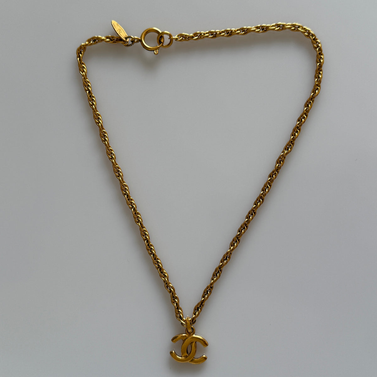 Chanel Coco mark CC pendant gold plate necklace authentic with COA