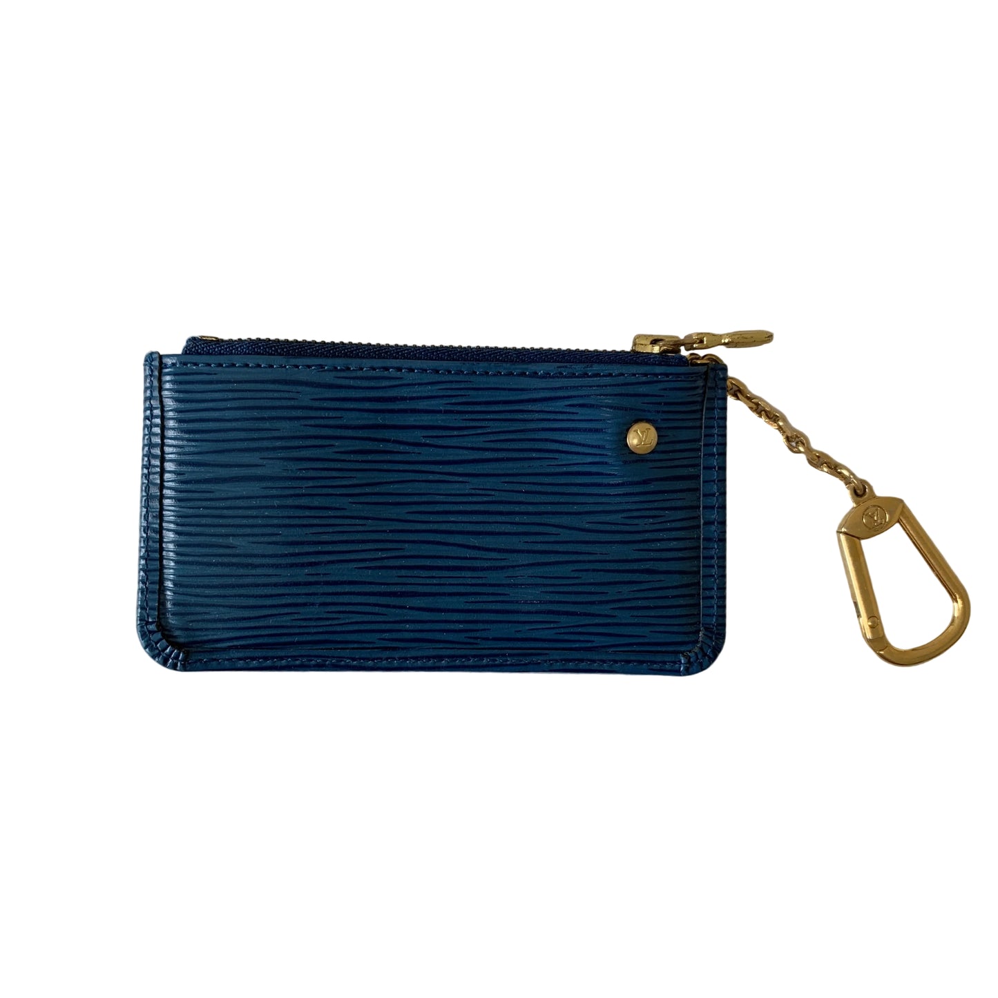 Louis Vuitton blue Epi leather key pouch authentic with COA