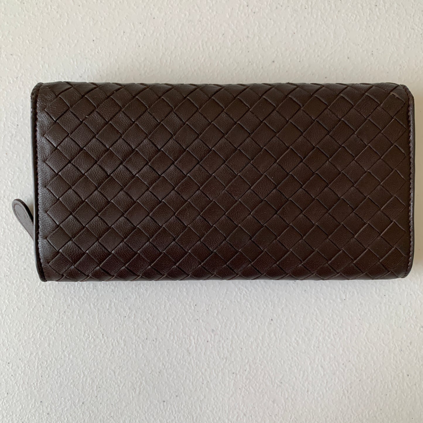 Bottega Veneta intrecciata brown leather long wallet authentic with COA 3.75 x7