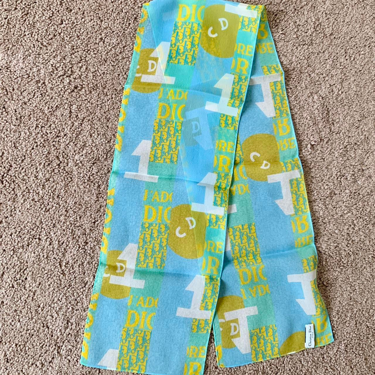 Authentic Vintage Christian Dior women’s silk logo scarf