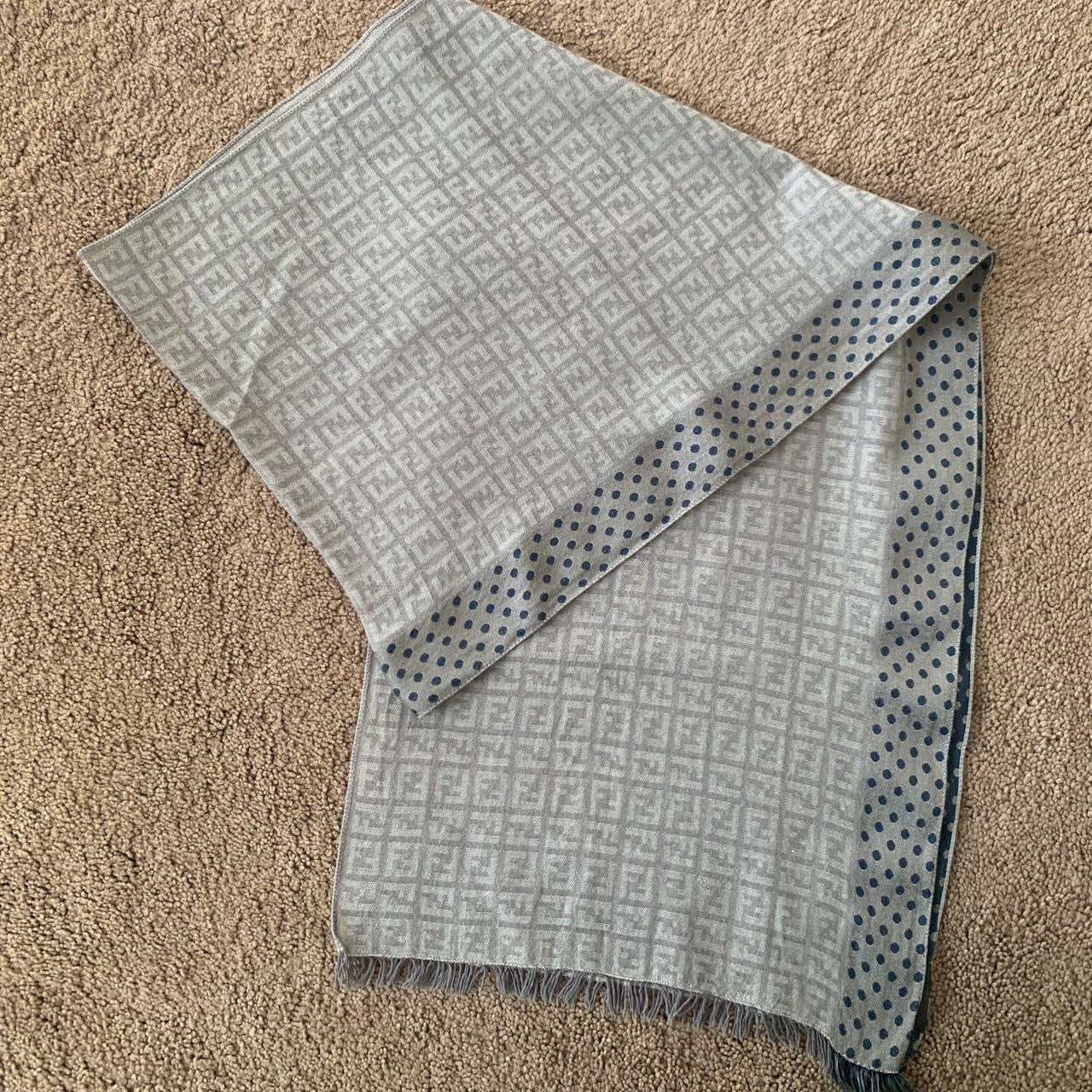 Authentic FENDI unisex All Season monogram silk and cotton scarf