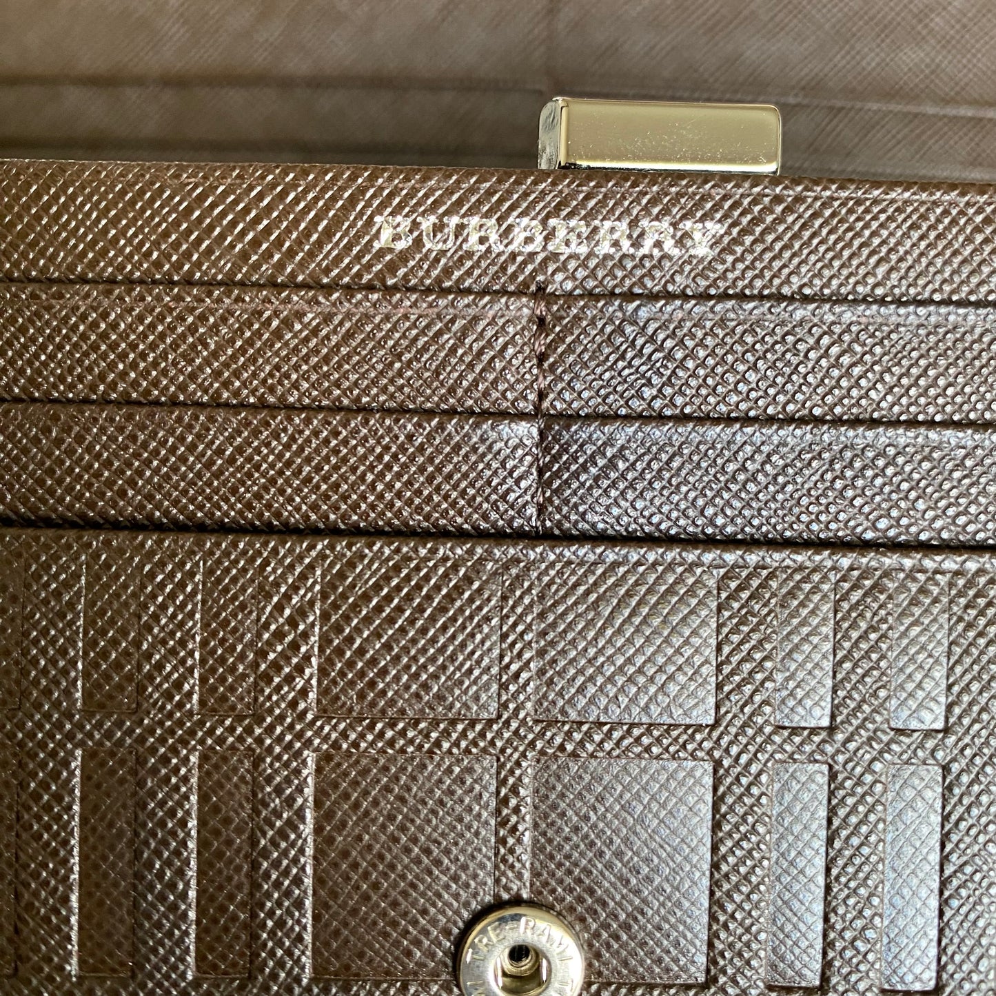 Burberry check brown Leather long wallet Authentic with COA