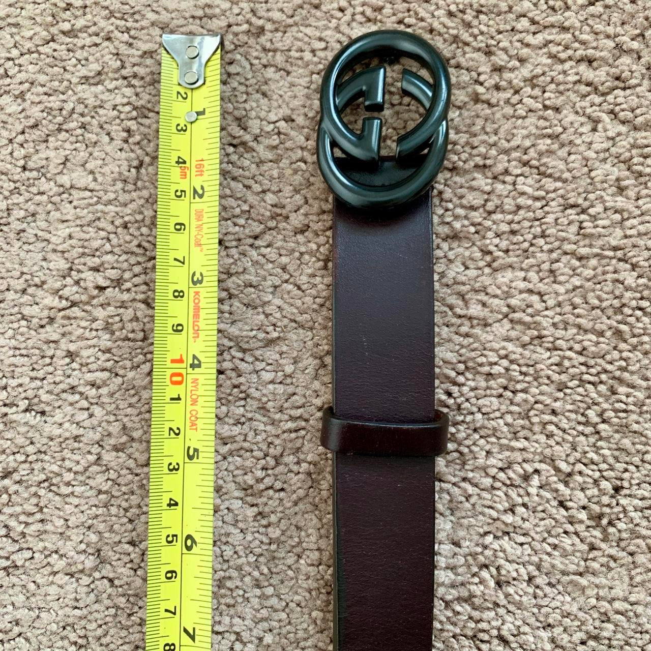Authentic GUCCI unisex dark drown leather belt with GG buckle