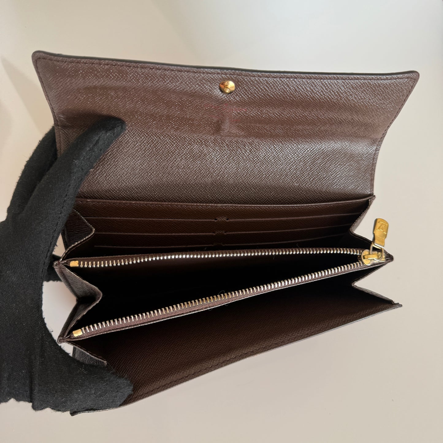 Louis Vuitton Damier brown long wallet authentic with COA CA1008
