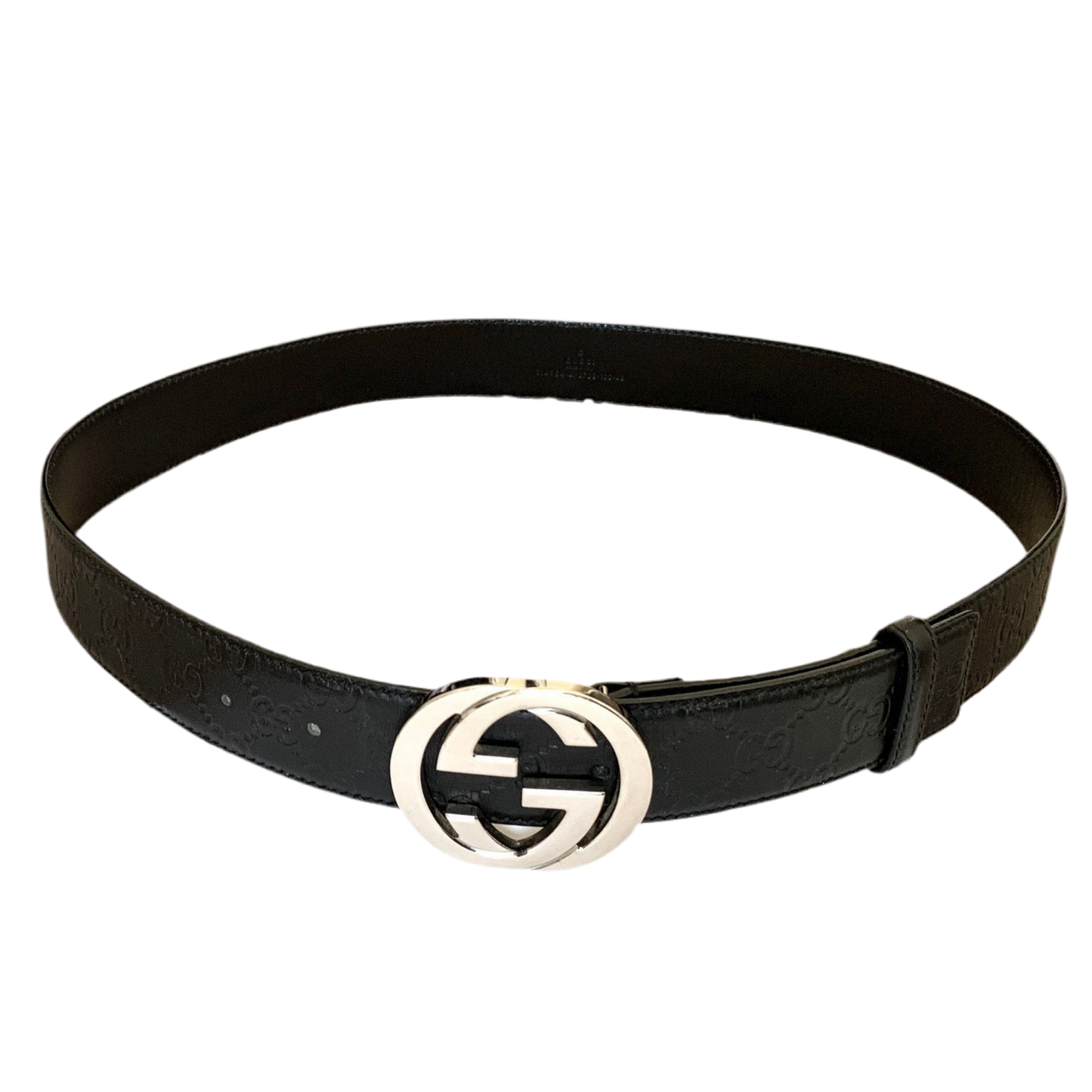 G1036 Gucci unisex signature monogram black leather belt size 100 cm 40 inch