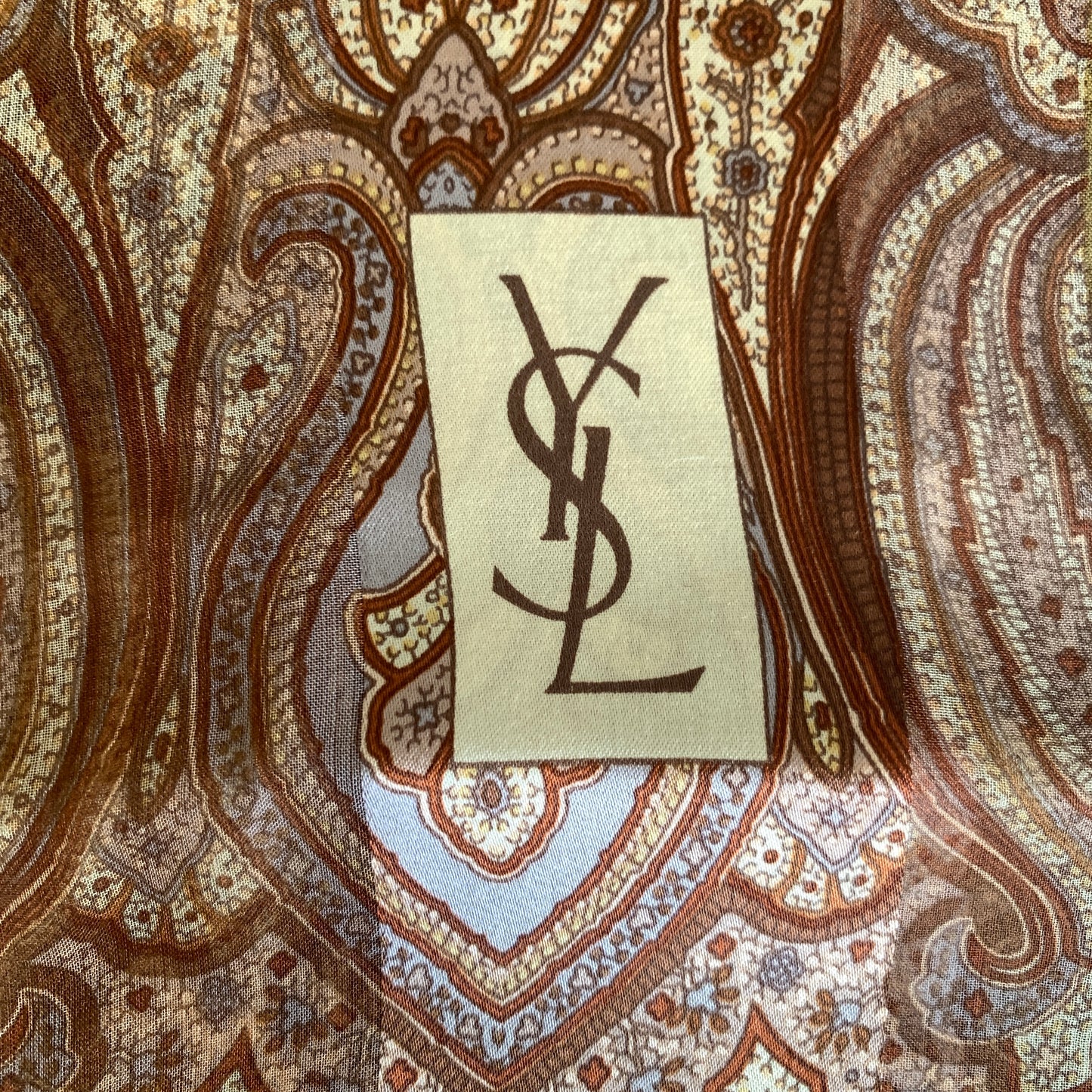 Yves Saint Laurent YSL logo large silk scarf Authentic with COA 68 inch long