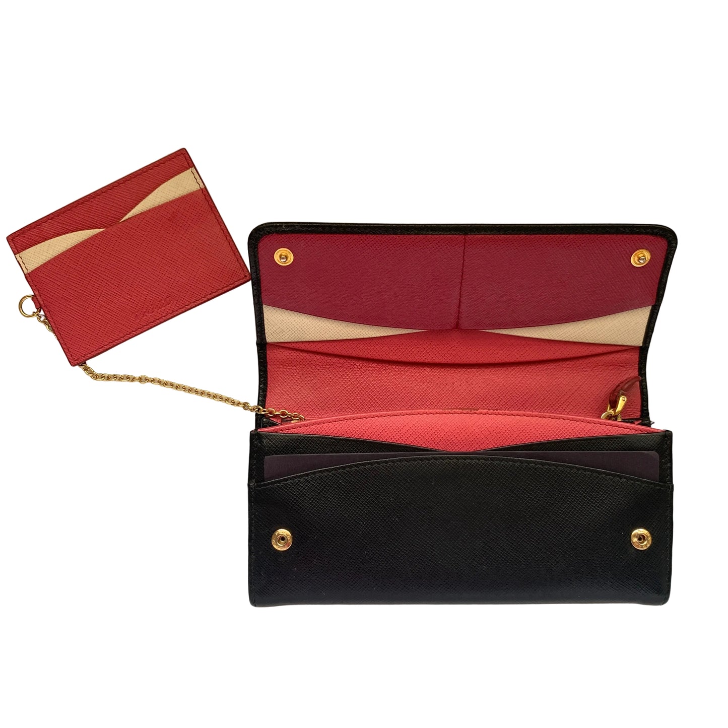 Prada black leather long wallet Authentic with COA box 7.3x3.7