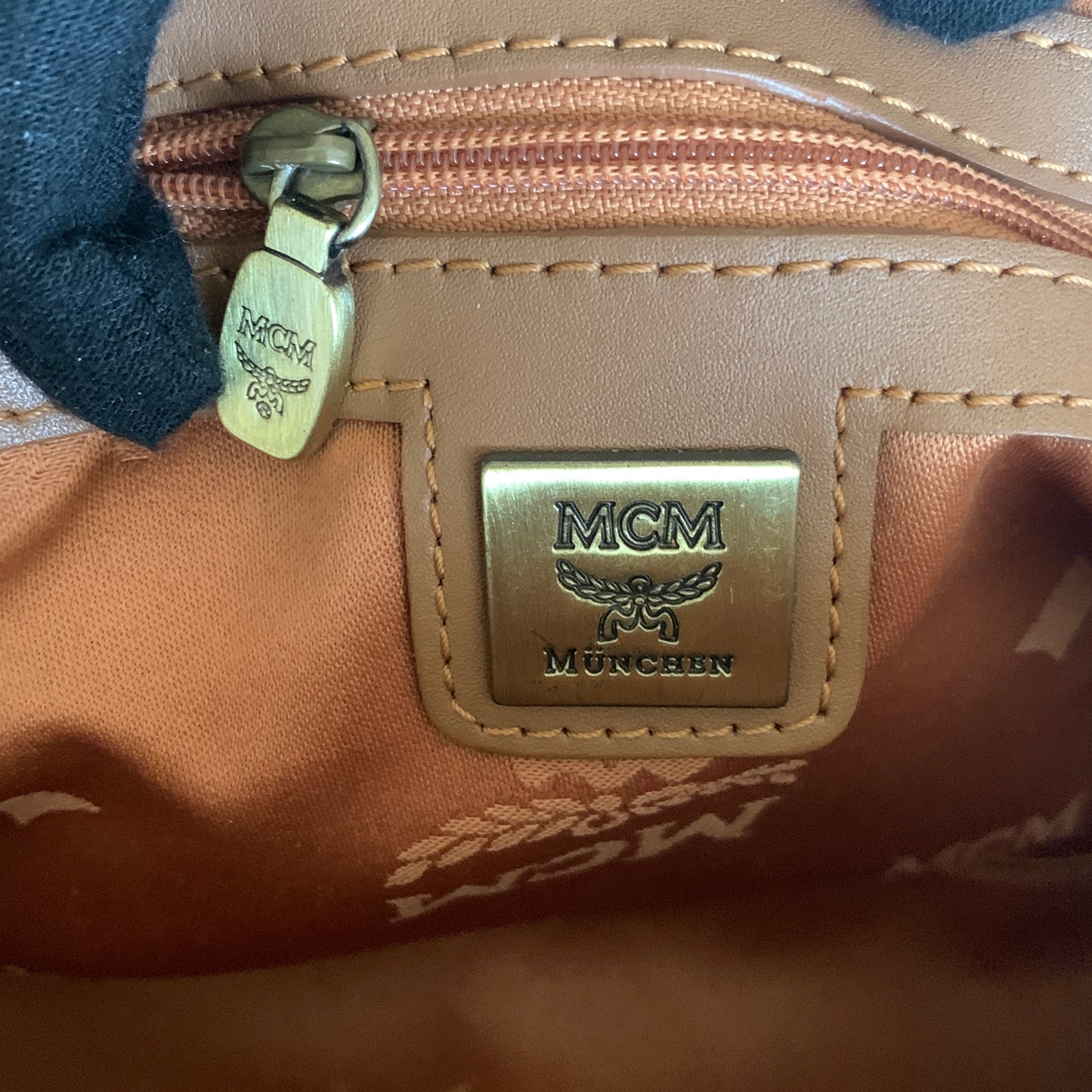 MCM cognac visetos Boston bag Authentic with COA