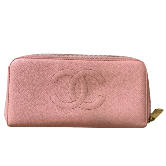 CC1004 Chanel caviar women's pink leather long wallet