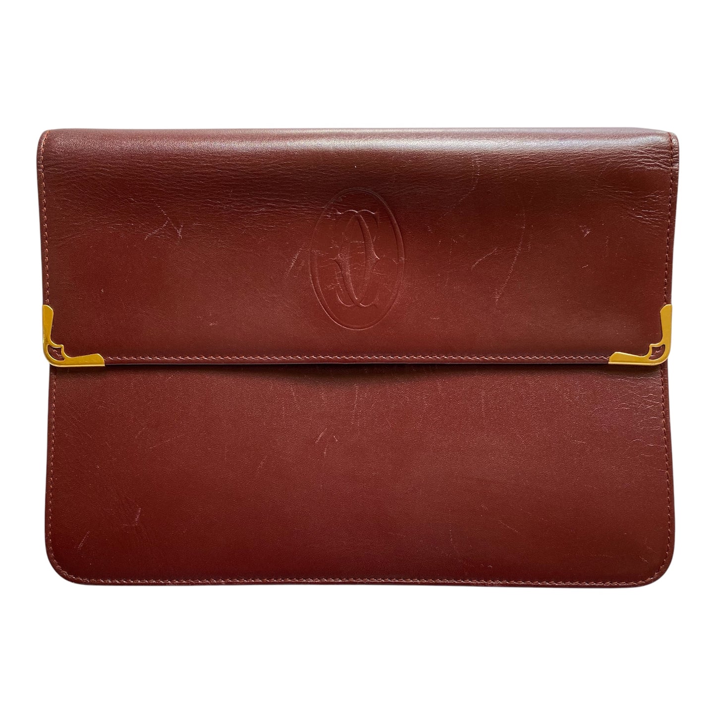 Cartier  burgundy leather Clutch bag Authentic with COA