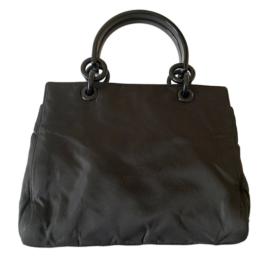 Prada black nylon triangle logo handbag authentic with COA
