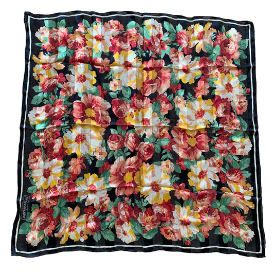 Yves Saint Laurent floral silk square scarf 34” Authentic with COA
