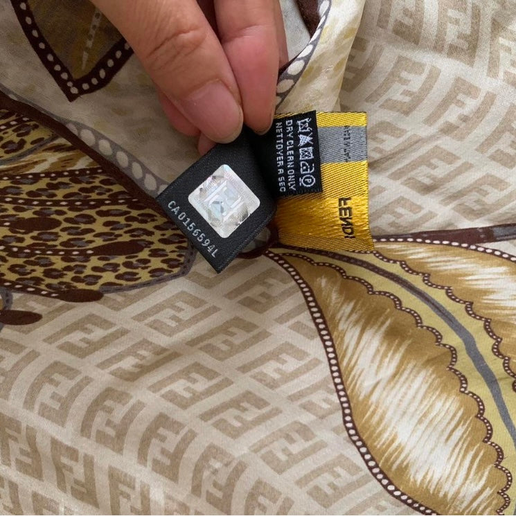 Authentic Fendi FF monogram women’s silk scarf long and large