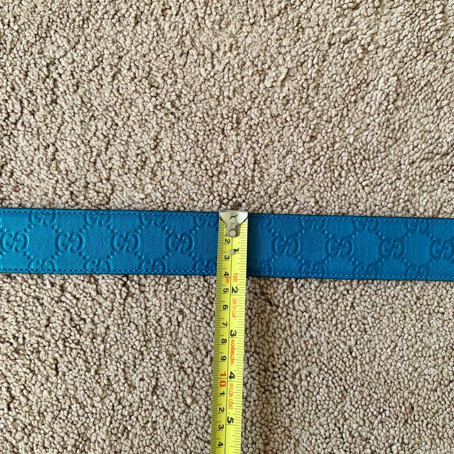 Authentic Gucci GG monogram brilliant blue leather belt