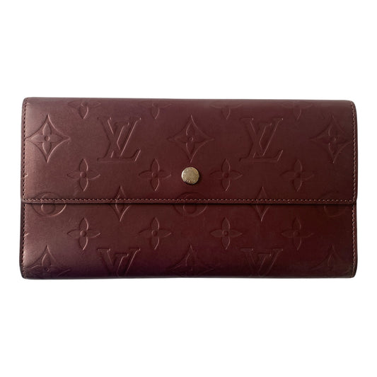 Louis Vuitton monogram Sarah matt burgundy long wallet TH0052 Authentic with COA box dusty
