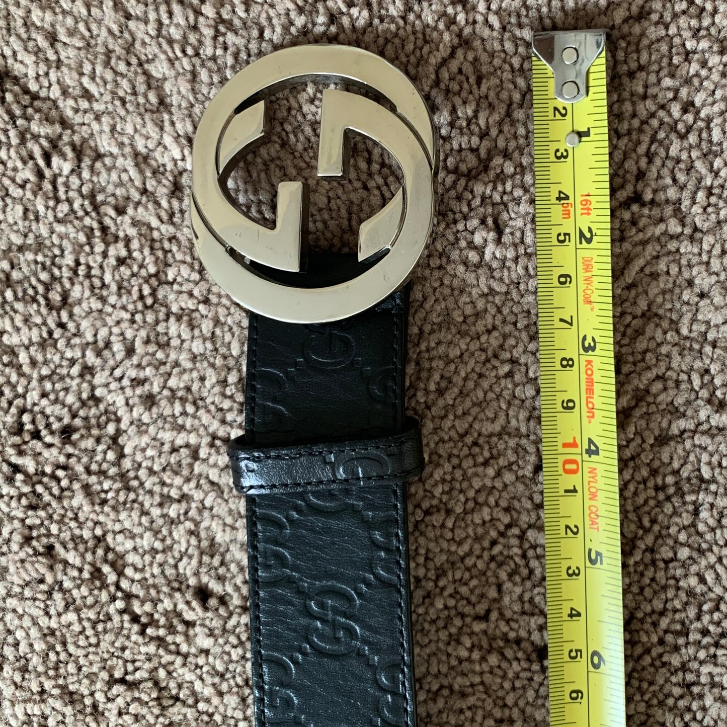 Authentic Gucci unisex signature guccissima black leather belt