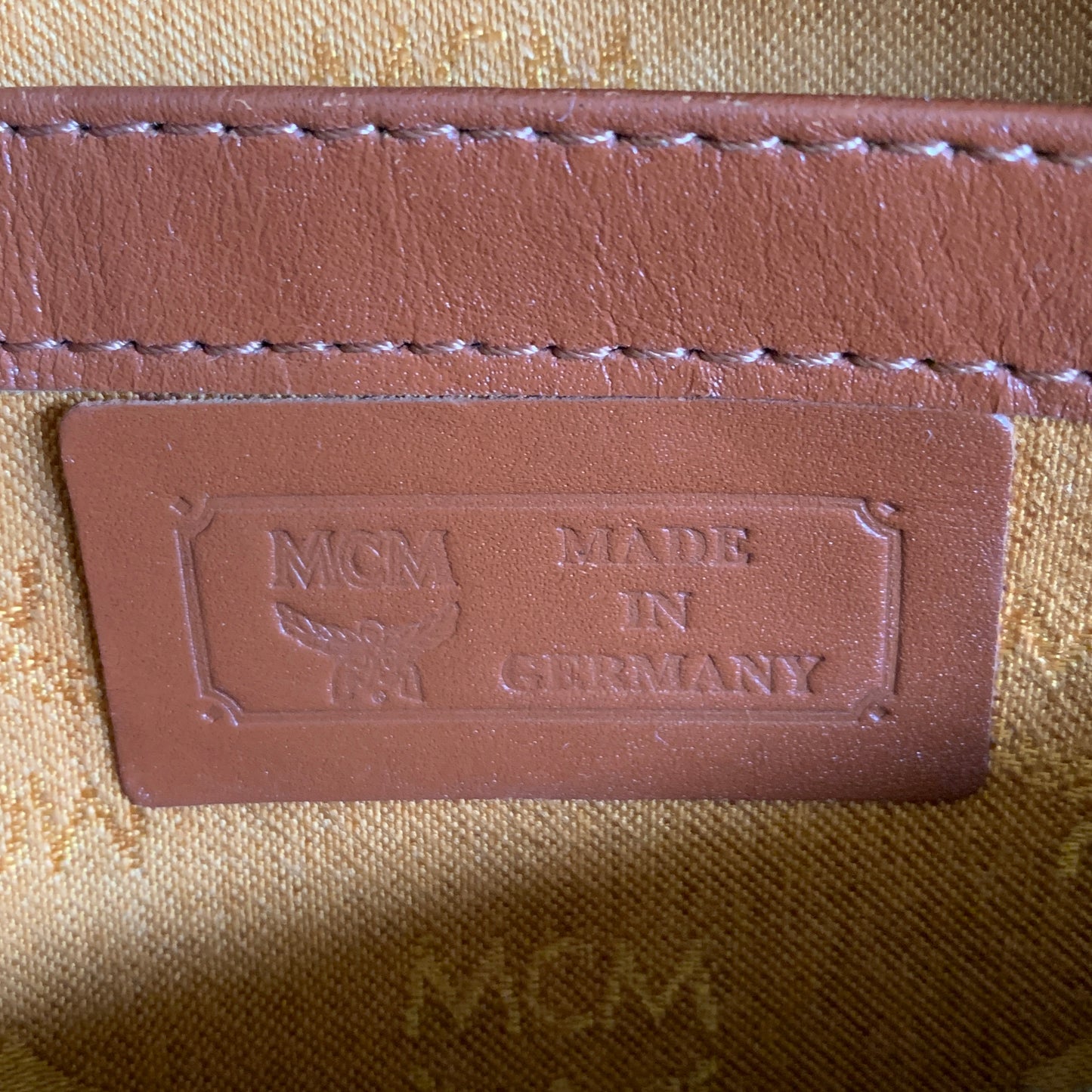 MCM cognac Boston bag Authentic with COA 10.2x7x7