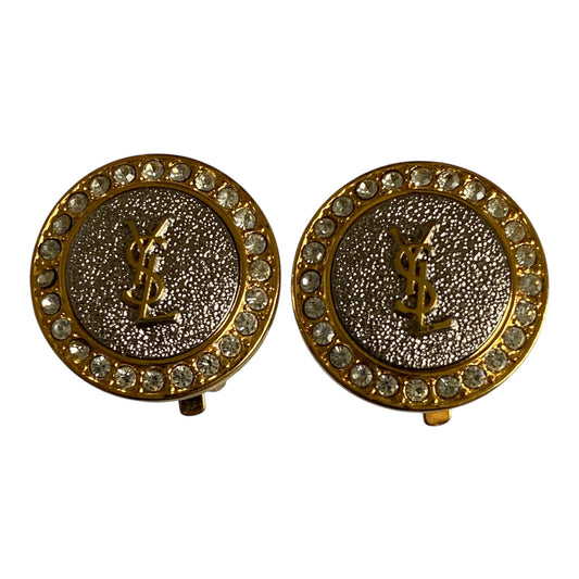 Yves Saint Laurent YSL logo clip on Earring Authentic with COA