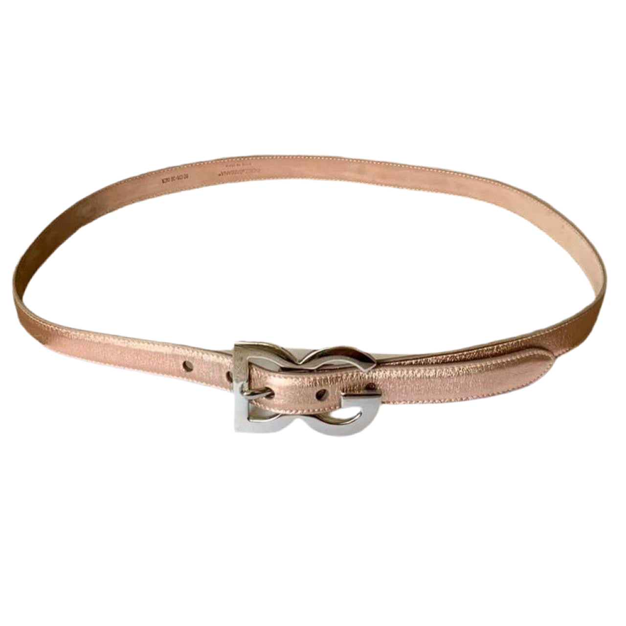 Authentic Dolce & Gabbana first line DG logo light golden pink leather belt 90 cm/36 inch