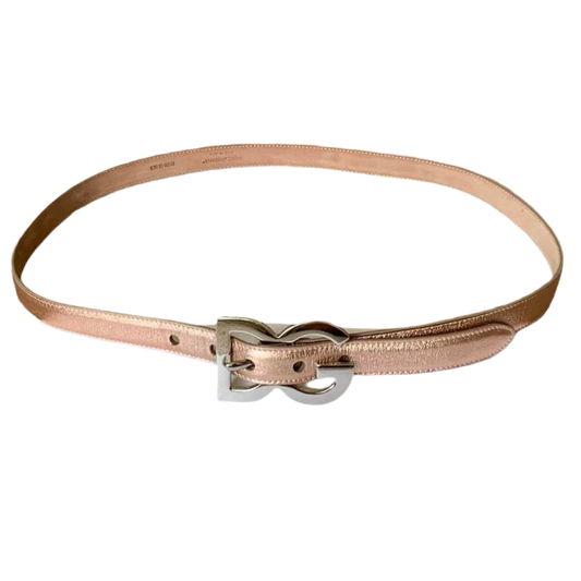 Authentic Dolce & Gabbana first line DG logo light golden pink leather belt 90 cm/36 inch