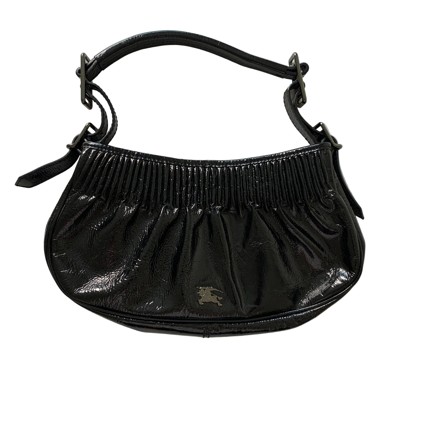 Burberry Black payent Leather shoulder bag authentic with COA