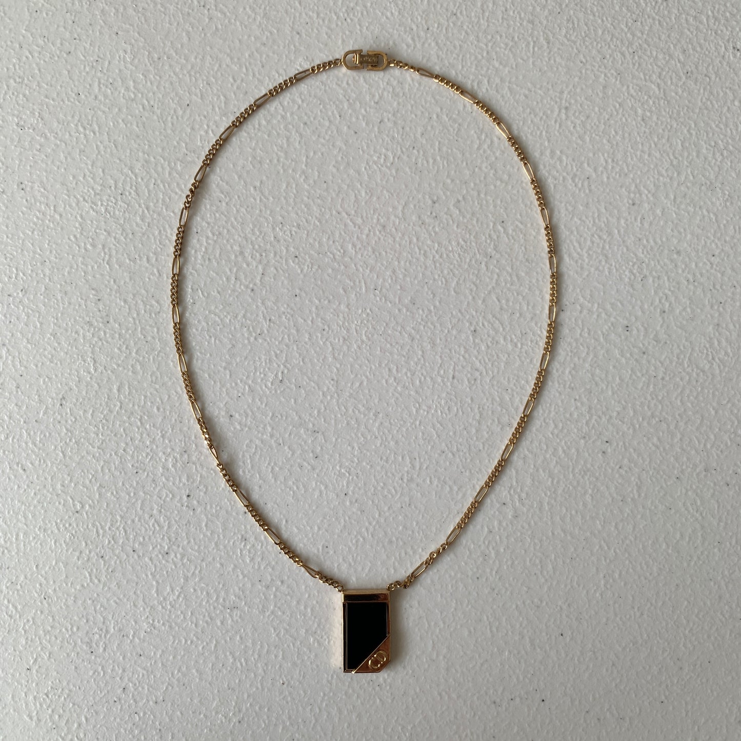 Dior CD logo pendant gold plated necklace Authentic with COA