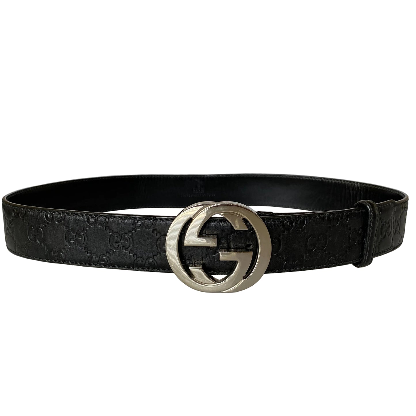 Gucci unisex signature guccissima black leather belt Authentic with COA size 90 cm 36 inch length