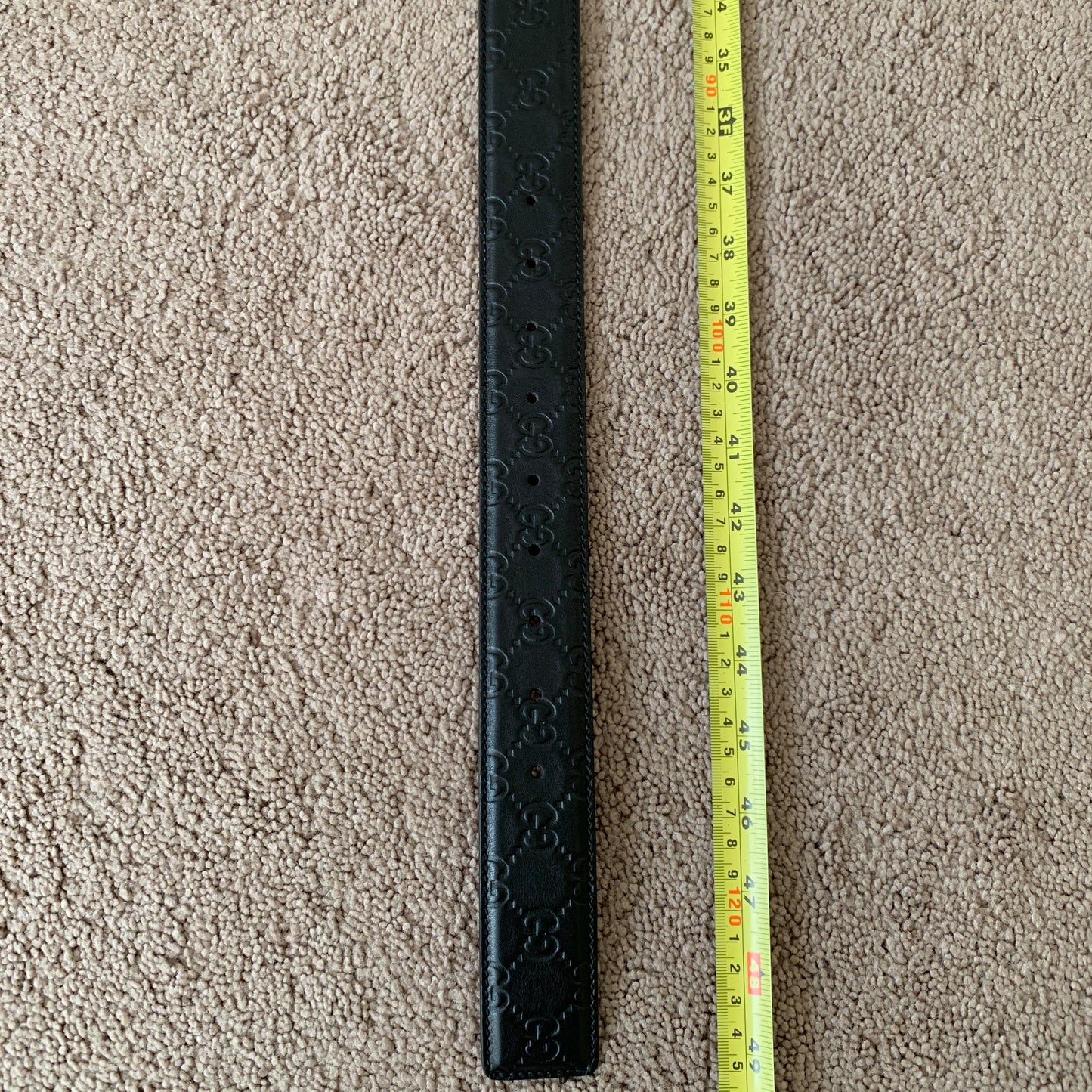 Authentic Gucci new unisex signature black leather belt with dust bag and box