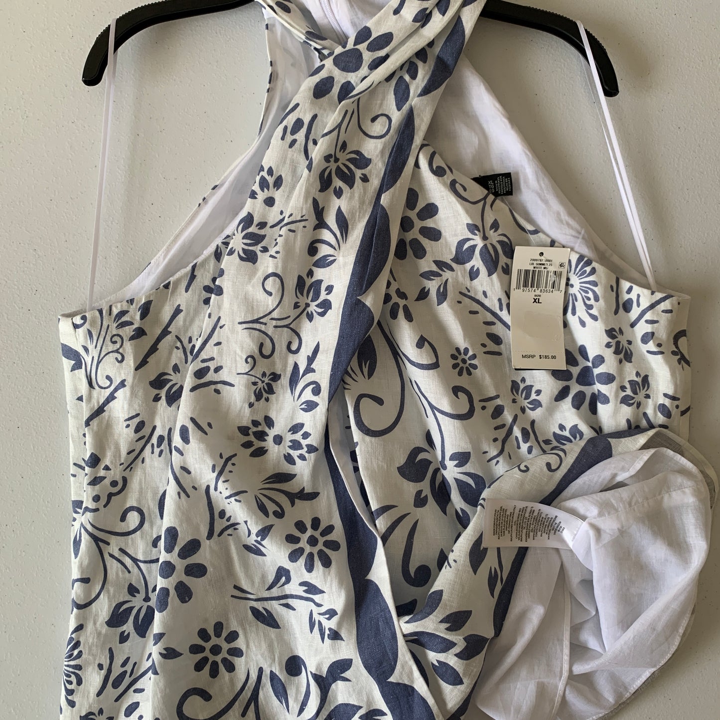 Lauren Ralph Lauren women’s NWT white blue printed linen tank size XL