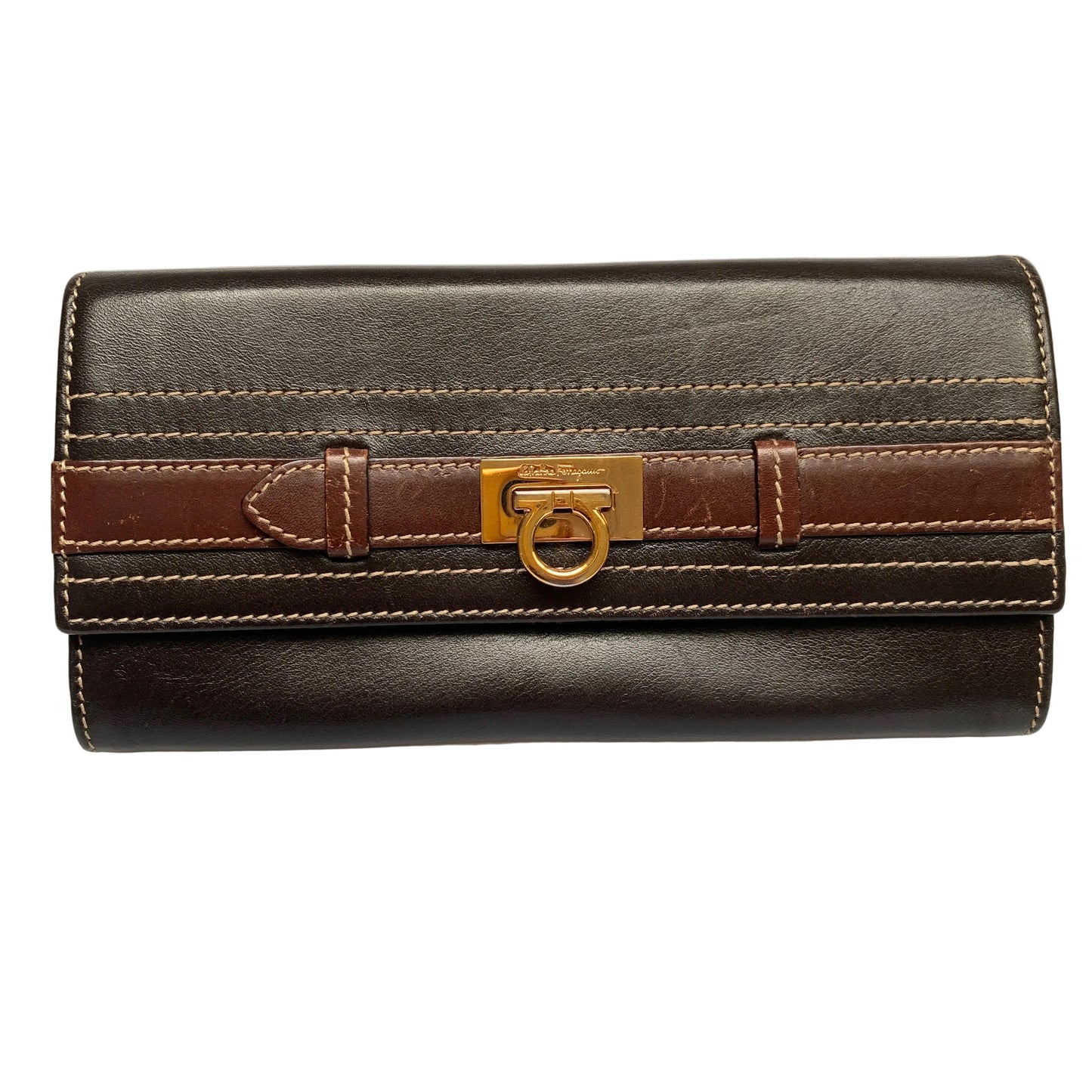 Ferragamo gancini logo long wallet Authentic with COA