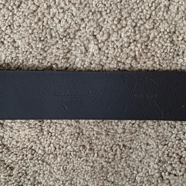 Authentic Dolce & Gabbana unisex brown leather logo belt with dust bag size 95 cm/38 inch