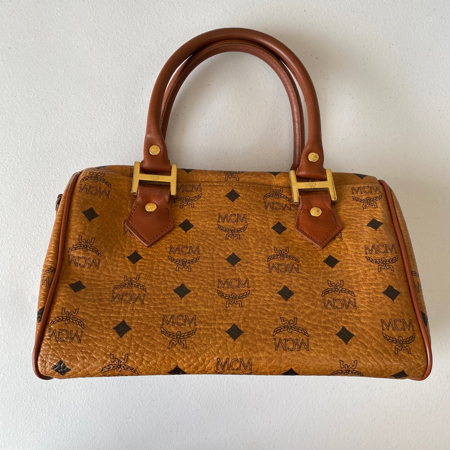 MCM cognac Boston bag authentic with