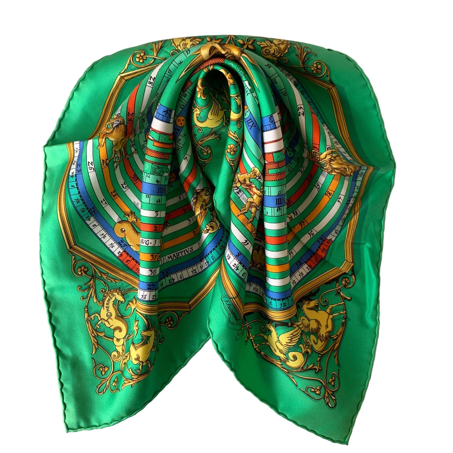 Hermes carre 40 silk scarf Authentic with COA 16 inch